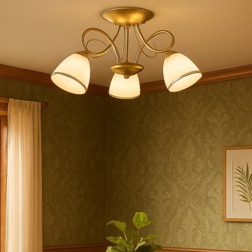 Brilagi - Aufbau-Deckenleuchte FRED 3xE27/60W/230V Ø 59 cm goldfarben