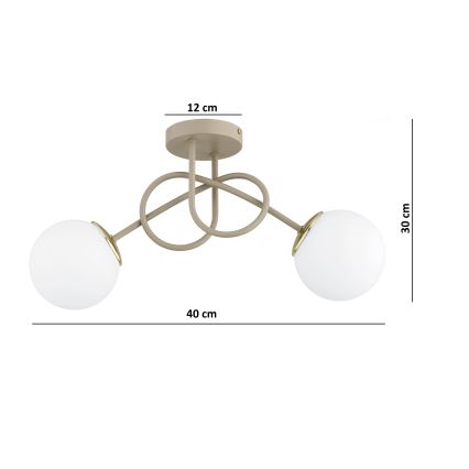 Brilagi - Aufbau-Deckenleuchte MILO ECRU 2xE27/60W/230V, Beige/Gold