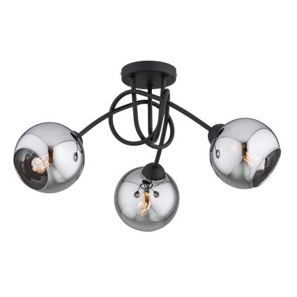 Brilagi - Aufgesetzte Deckenleuchte DIOR 3xE27/60W/230V schwarz/rauchgrau