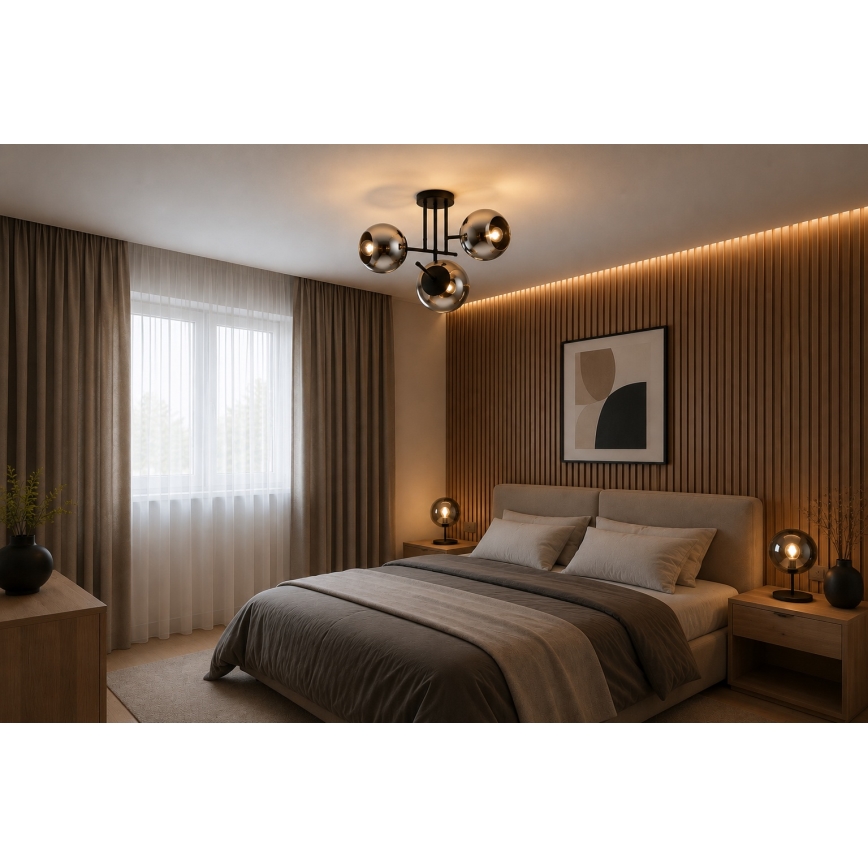 BRILAGI - Aufgesetzte Deckenleuchte DIOR 3xE27/60W/230V schwarz/rauchgrau