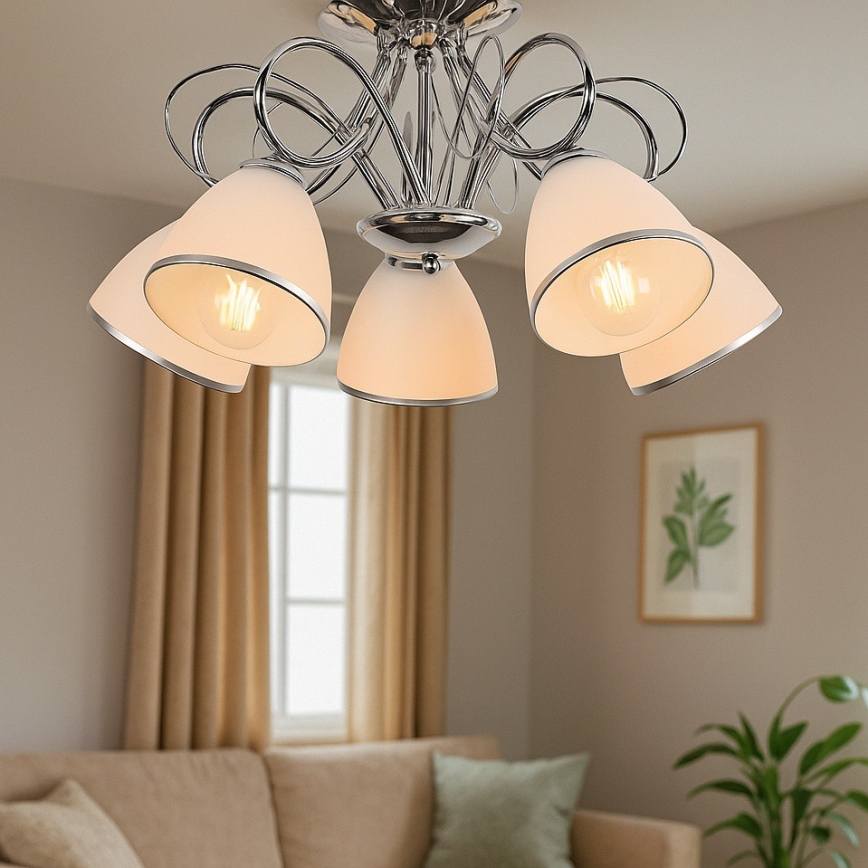 Brilagi - Aufgesetzte Deckenleuchte FRED 5xE27/60W/230V Ø 59 cm glänzender Chrom