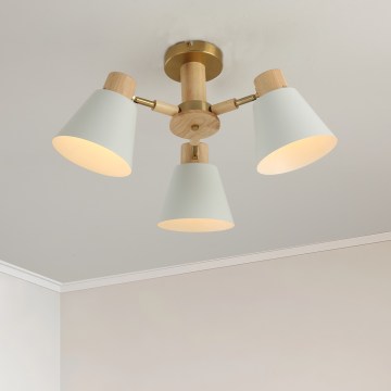 Brilagi - Aufgesetzte Deckenleuchte LUND WOOD 3xE27/40W/230V, Ø 50 cm, Holz
