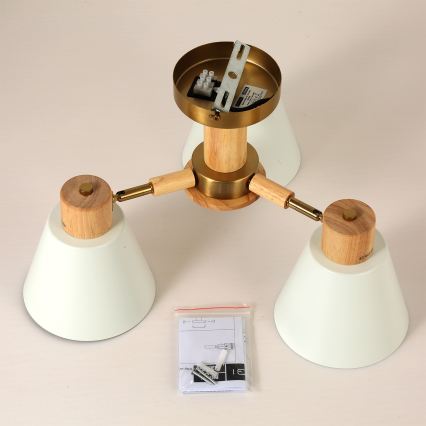 Brilagi - Aufgesetzte Deckenleuchte LUND WOOD 3xE27/40W/230V, Ø 50 cm, Holz