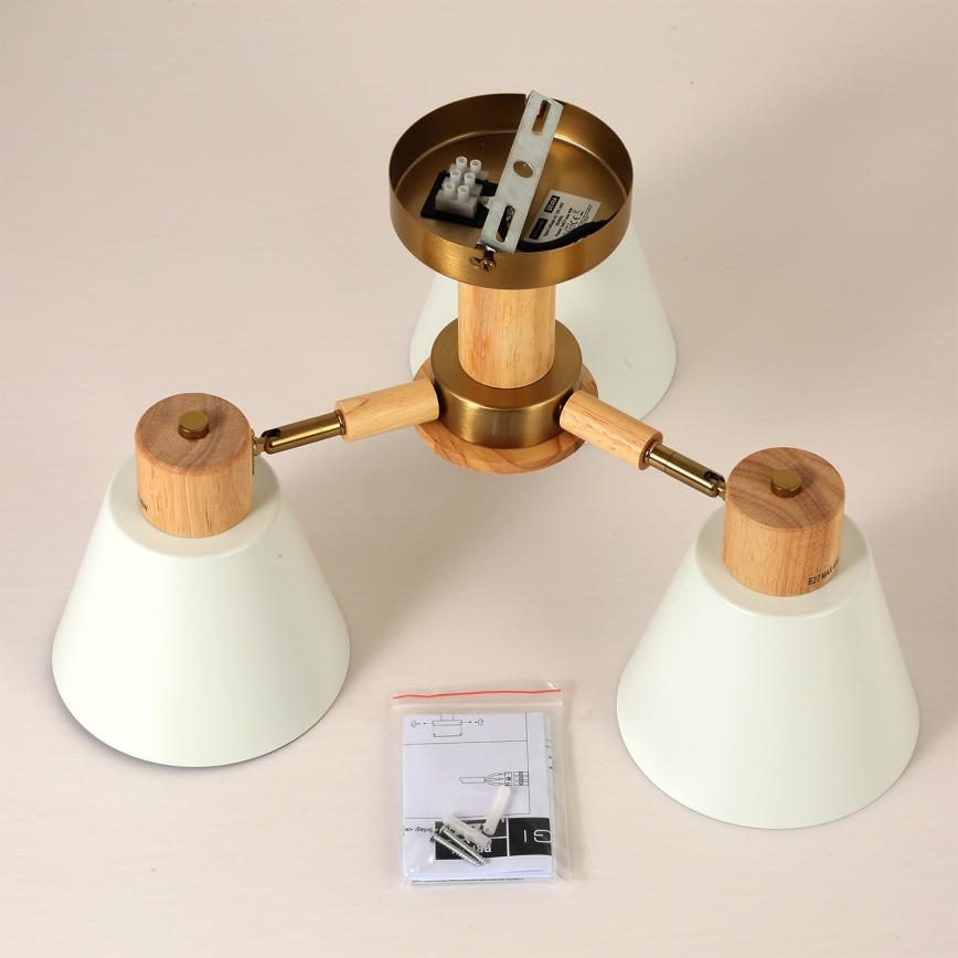 Brilagi - Aufgesetzte Deckenleuchte LUND WOOD 3xE27/40W/230V, Ø 50 cm, Holz