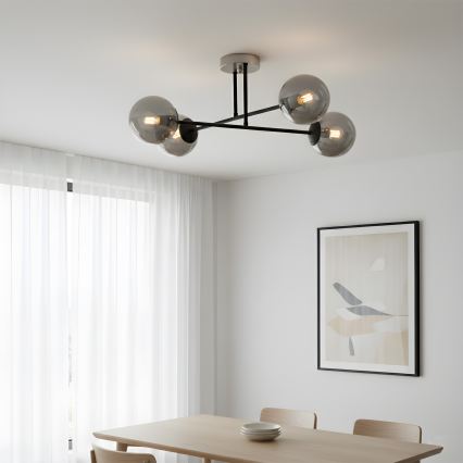 Brilagi - Aufgesetzte Deckenleuchte MALIVA 4xE14/15W/230V mattchrom/rauchglas