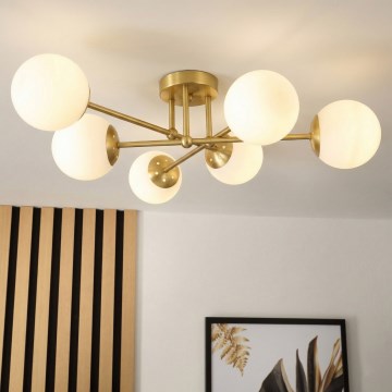 Brilagi - Aufgesetzte Deckenleuchte MALIVA 6xE14/15W/230V gold/weiß