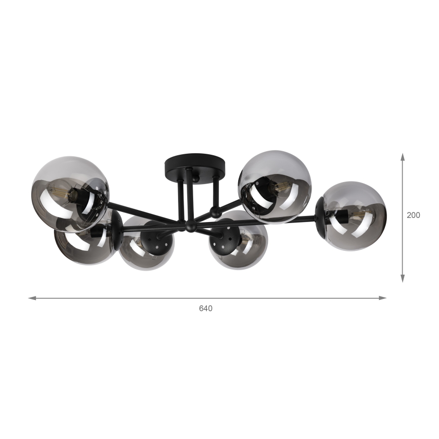 Brilagi - Aufgesetzte Deckenleuchte MALIVA 6xE14/15W/230V schwarz/rauchglas