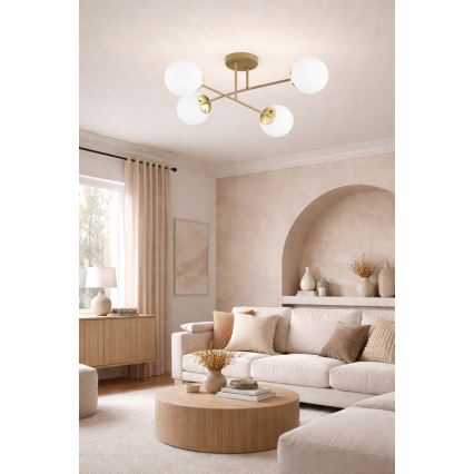 Brilagi - Aufgesetzte Deckenleuchte MILO ECRU 4xE27/60W/230V beige/gold