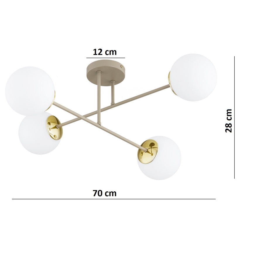Brilagi - Aufgesetzte Deckenleuchte MILO ECRU 4xE27/60W/230V beige/gold