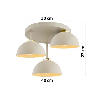 Brilagi - Aufgesetzte Deckenleuchte MOON 3xE27/60W/230V beige/gold