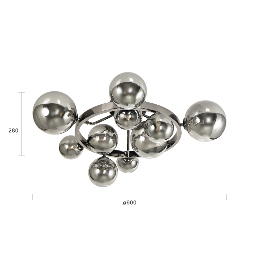 Brilagi - Aufgesetzte LED-Deckenleuchte MILLA 10xG9/3W/230V schwarz-chrom/rauchglas