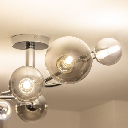 Brilagi - Aufgesetzte LED-Deckenleuchte MISTEL 6xG9/3W/230V schwarz-chrom/rauchglas