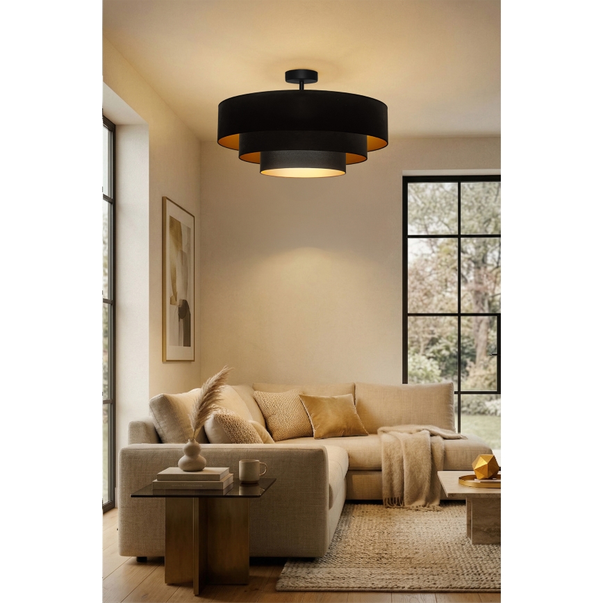 Brilagi - Aufgesetzter Kronleuchter LUNETA 3xE27/60W/230V Ø 80 cm schwarz/gold