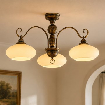 Brilagi - Aufgesetzter Kronleuchter MOLLERO 3xE27/15W/230V Ø 84 cm Bronze/Patina