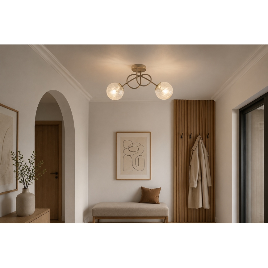 Brilagi - Aufputz-Deckenleuchte STELLA 2xE27/60W/230V Beige/Gold