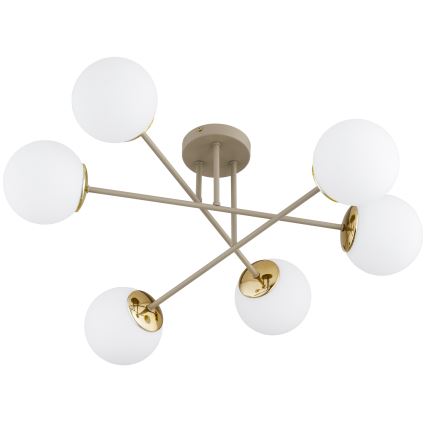 Brilagi - Aufputz-Kronleuchter MILO 6xE27/60W/230V beige/gold