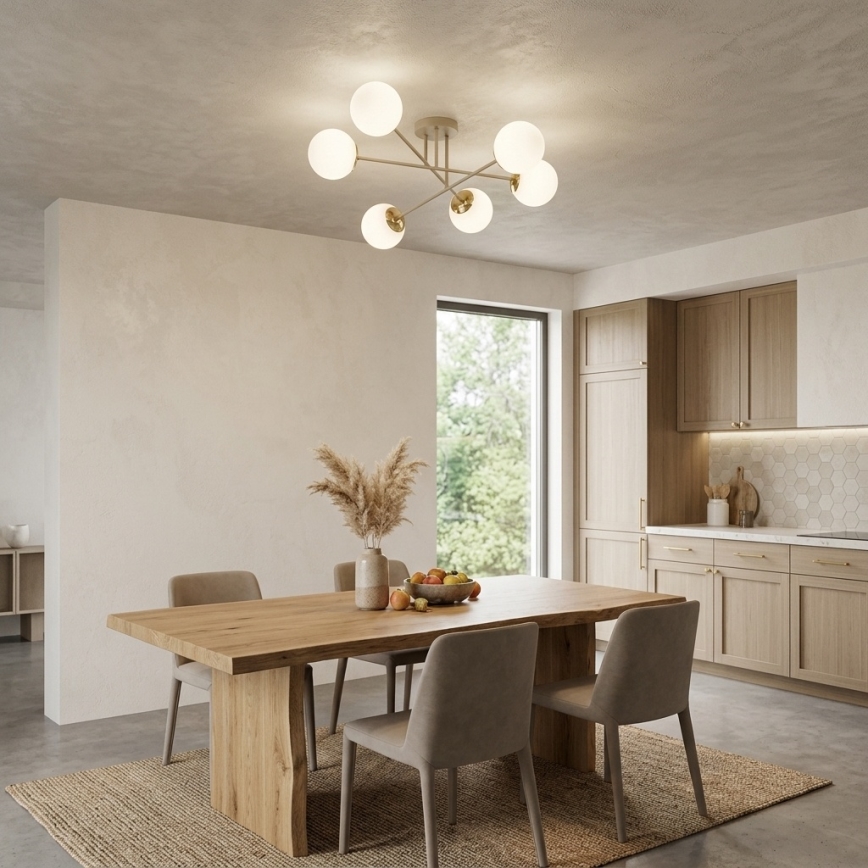 Brilagi - Aufputz-Kronleuchter MILO 6xE27/60W/230V beige/gold
