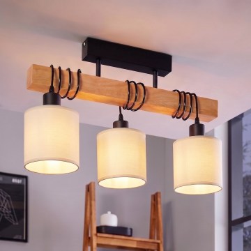 BRILAGI - Aufputz-Kronleuchter NUBILA 3xE27/60W/230V Kiefer/Creme