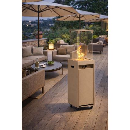 Brilagi - Außen-Gaskamin FLARO GAS 142x36 cm 8kW 1xAAA beige + Schutzabdeckung