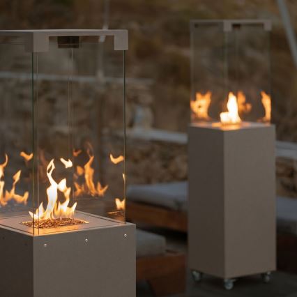 Brilagi - Außen-Gaskamin FLARO GAS 142x36 cm 8kW 1xAAA beige + Schutzabdeckung
