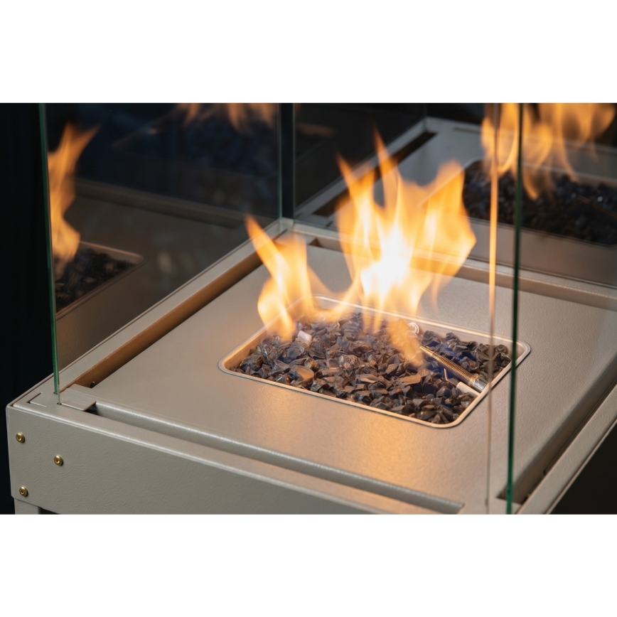 Brilagi - Außen-Gaskamin FLARO GAS 142x36 cm 8kW 1xAAA beige + Schutzabdeckung