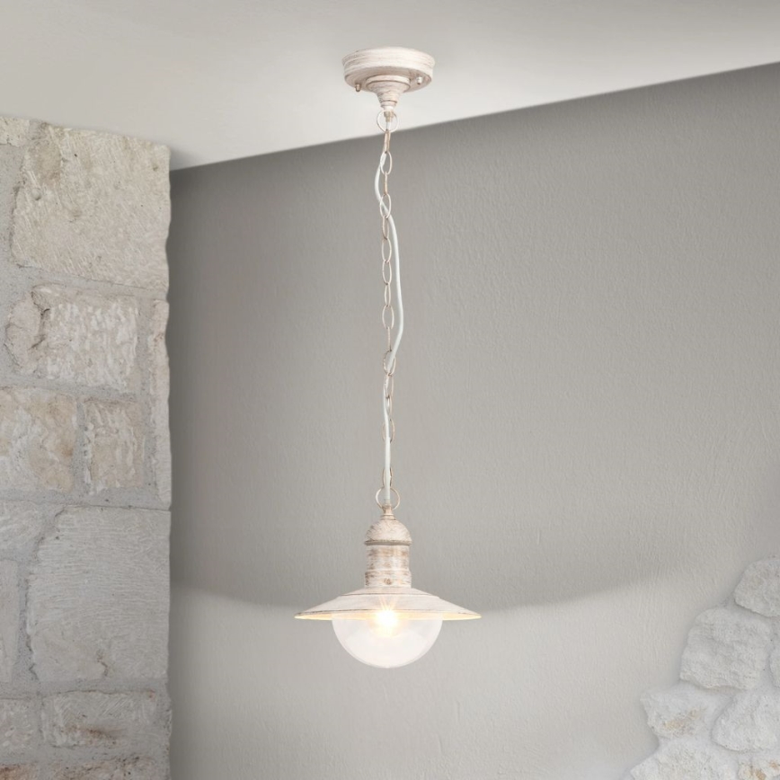 Brilagi - Außen-Pendelleuchte MOLDE 1xE27/60W IP44 weiß/Patina