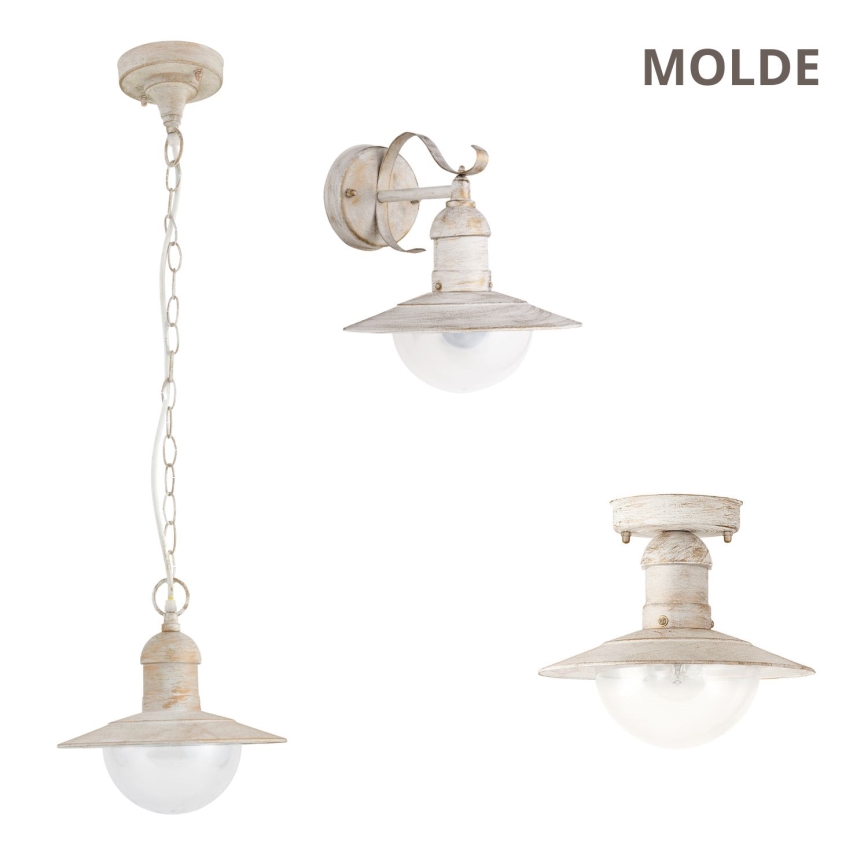 Brilagi - Außen-Pendelleuchte MOLDE 1xE27/60W IP44 weiß/Patina