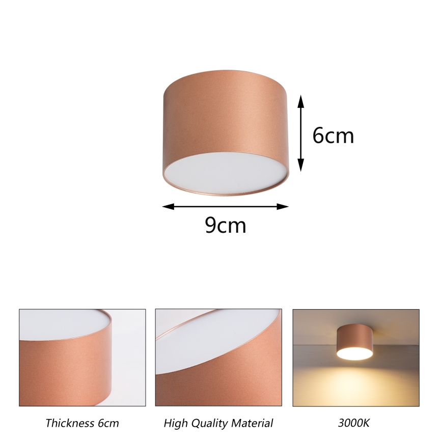 BRILAGI - Badezimmer-Deckenleuchte FORIS LED/9W/230V Ø 9 cm bronzefarben IP44 CRI 90