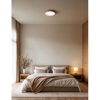 Brilagi - Badezimmer-Deckenleuchte CLARE mit Bewegungs- und Dämmerungssensor 2xE27/24W/230V Ø 30 cm Braun IP54