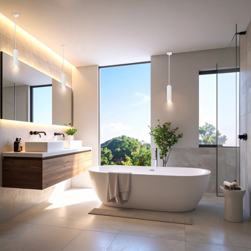 Brilagi - Badezimmer-Hängeleuchte SELE AQUA 1xGU10/30W/230V IP44 weiß