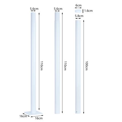 Brilagi - Barre métallique pour éclairages extérieurs URBAN 3 m barre d. 58 blanc mat