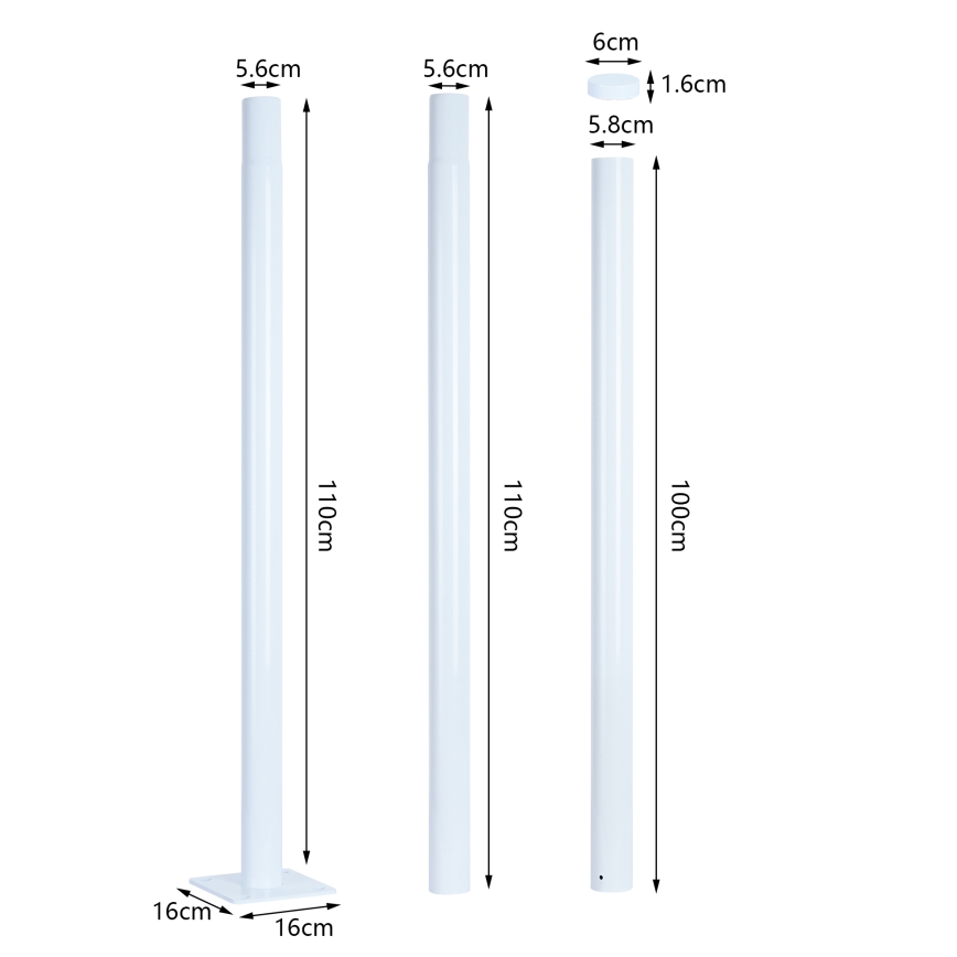 Brilagi - Barre métallique pour éclairages extérieurs URBAN 3 m barre d. 58 blanc mat
