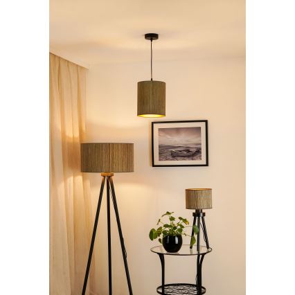 Brilagi - Hängeleuchte an Kabel BOSTON ROLLER 1xE27/15W/230V Ø 21 cm Stroh Braun/Gold