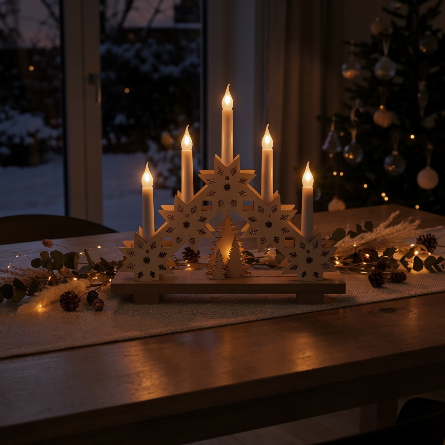 BRILAGI - bougeoir de Noël à LED 5xLED/2xAA beige
