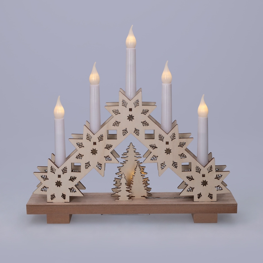 BRILAGI - bougeoir de Noël à LED 5xLED/2xAA beige