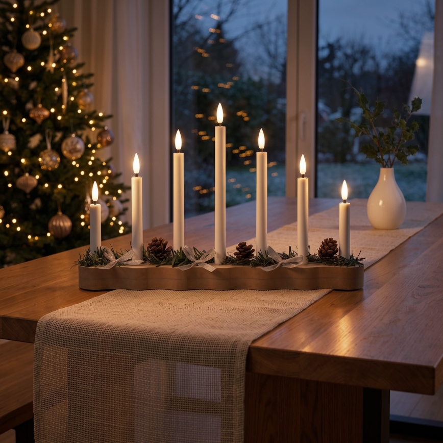 BRILAGI - Bougeoir de Noël à LED 7xLED/2xAA beige/blanc