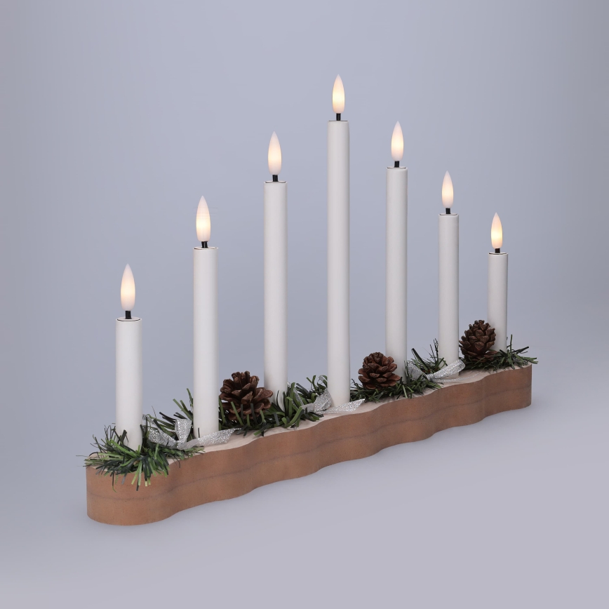 BRILAGI - Bougeoir de Noël à LED 7xLED/2xAA beige/blanc
