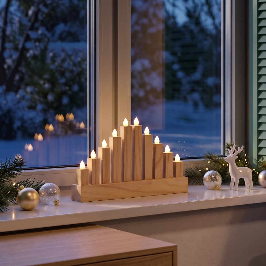 BRILAGI - Bougeoir de Noël en bois à LED 10xLED/2xAA
