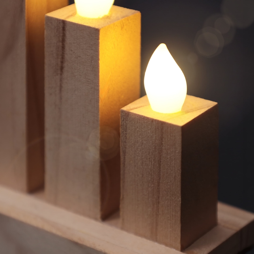BRILAGI - Bougeoir de Noël en bois à LED 10xLED/2xAA