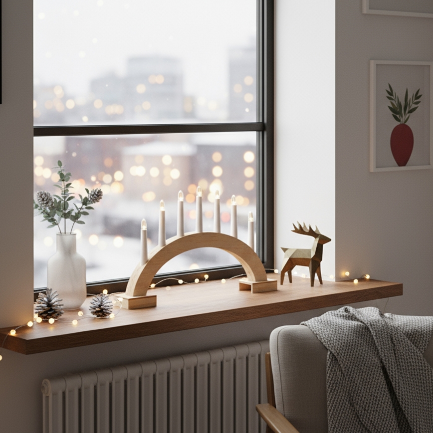 Brilagi - Bougeoir de Noël LED décoratif 7 LED / 2 piles AA, 28 × 45 cm