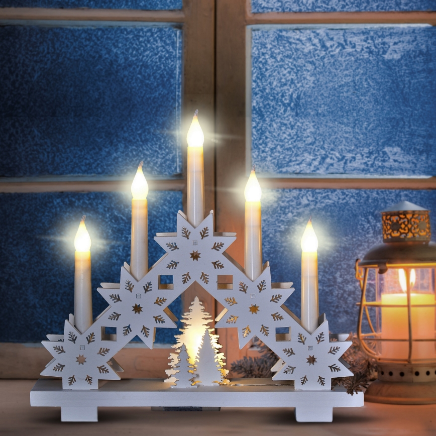 BRILAGI - Bougeoir LED de Noël 5xLED/2xAA blanc