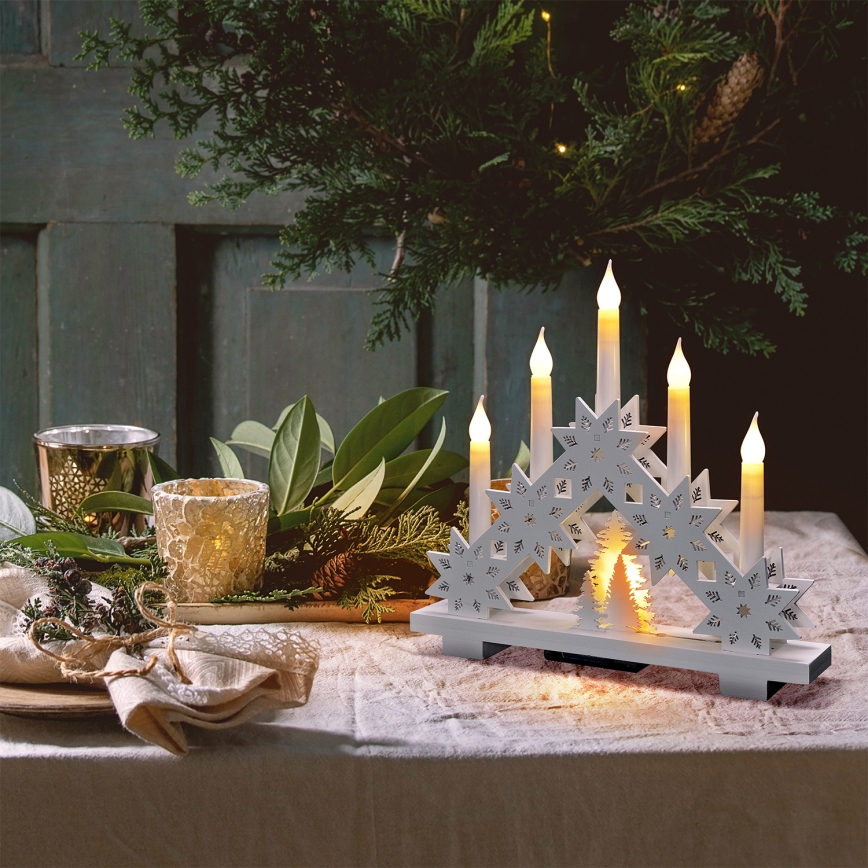 BRILAGI - Bougeoir LED de Noël 5xLED/2xAA blanc