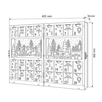 BRILAGI - Calendario dell'Avvento a LED/2xAA