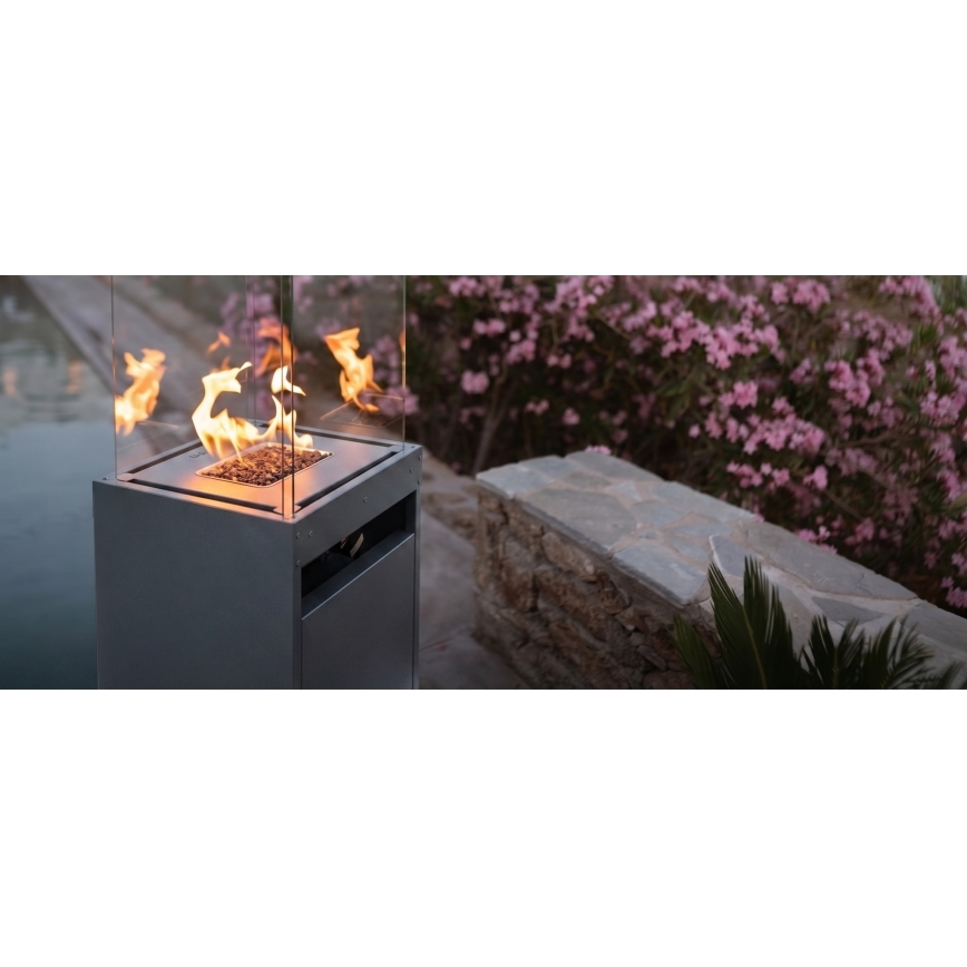 Brilagi - Camino a gas per esterni FLARO GAS 142x36 cm 8 kW 1xAAA antracite + copertura protettiva