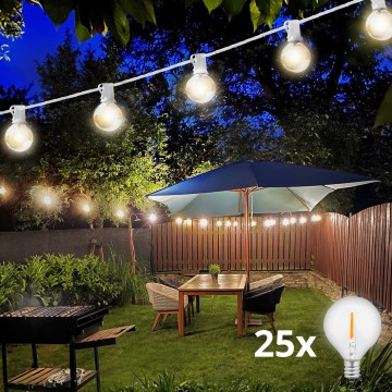 Brilagi - Catena decorativa LED per esterni Ghirlanda 25xE12/0,8W/230V 20m bianca IP44 bianco caldo