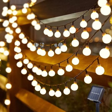 Brilagi - Catena decorativa solare a LED BUBBLE 50xLED/8 funzioni 7m IP65 bianco caldo