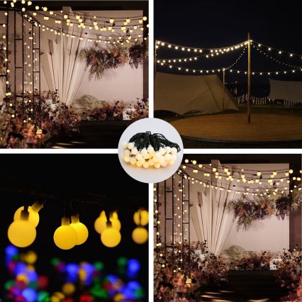 Brilagi - Catena decorativa solare a LED BUBBLE 50xLED/8 funzioni 7m IP65 bianco caldo