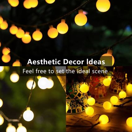 Brilagi - Catena decorativa solare a LED BUBBLE 50xLED/8 funzioni 7m IP65 bianco caldo