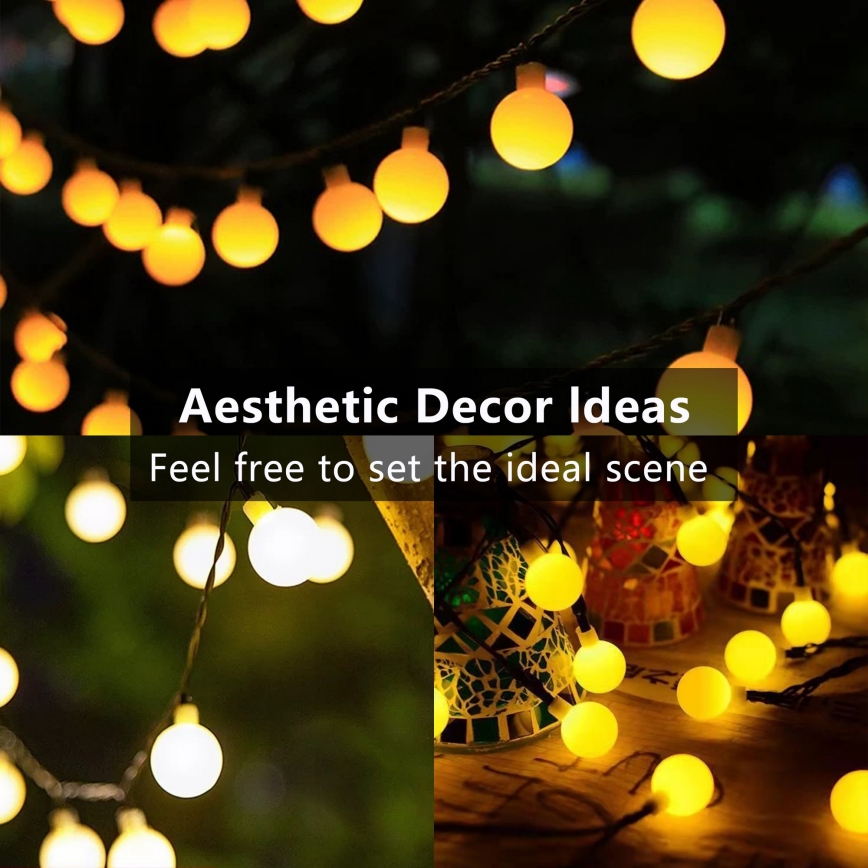 Brilagi - Catena decorativa solare a LED BUBBLE 50xLED/8 funzioni 7m IP65 bianco caldo