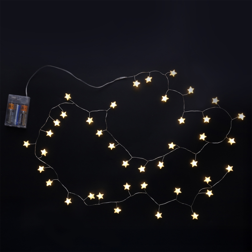 Brilagi - Catena luminosa natalizia a LED 40xLED/3xAA 1,8m bianco caldo stelle